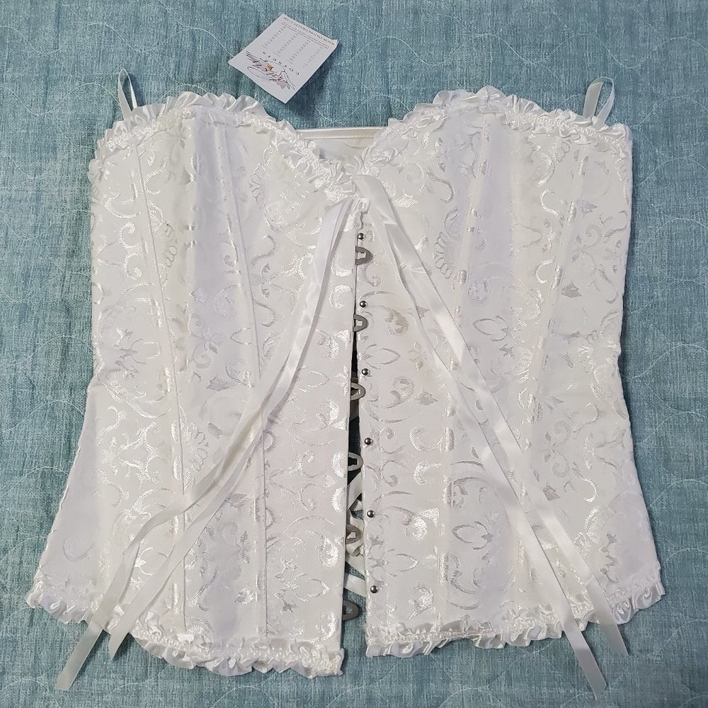 White Daisy Corset With Matching Thong Size XL